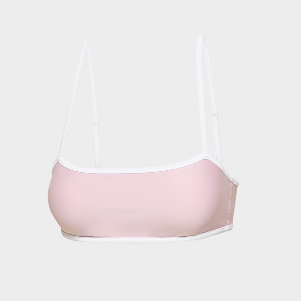 TNA Light Pink Bandeau Bralette with White Trim